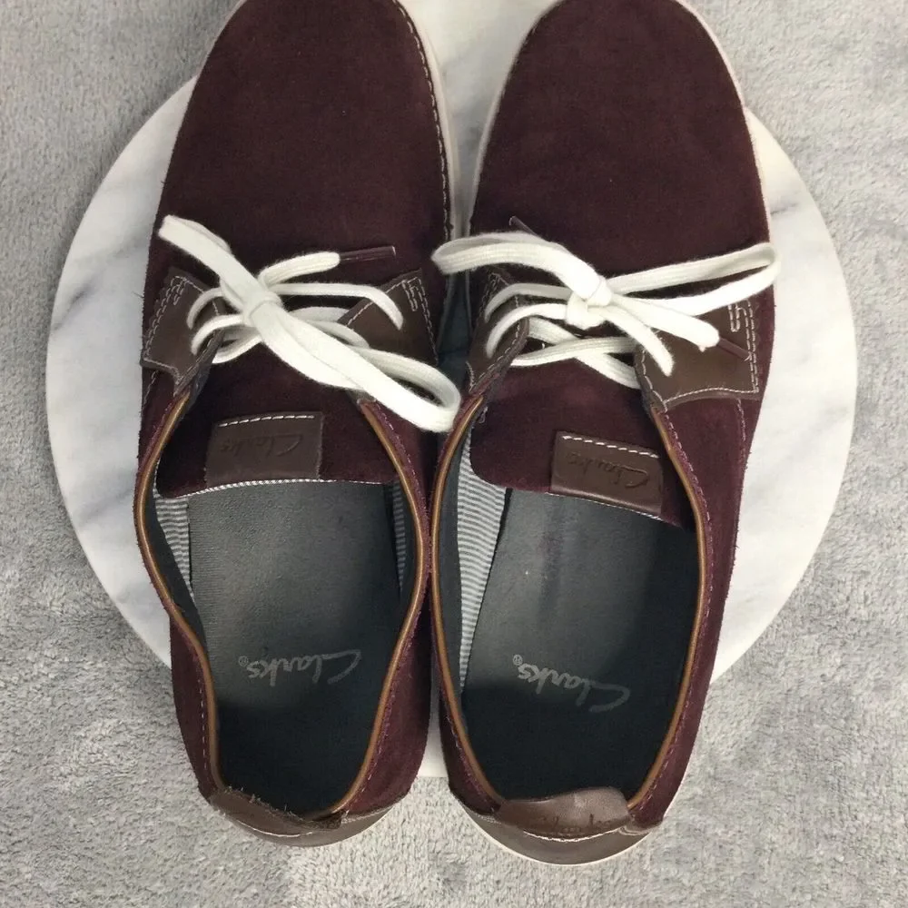 Clarks‎ Weaver 26068077 Mens Burgundy Suede Lace Ups Casual Shoes - Picture 8 of 10